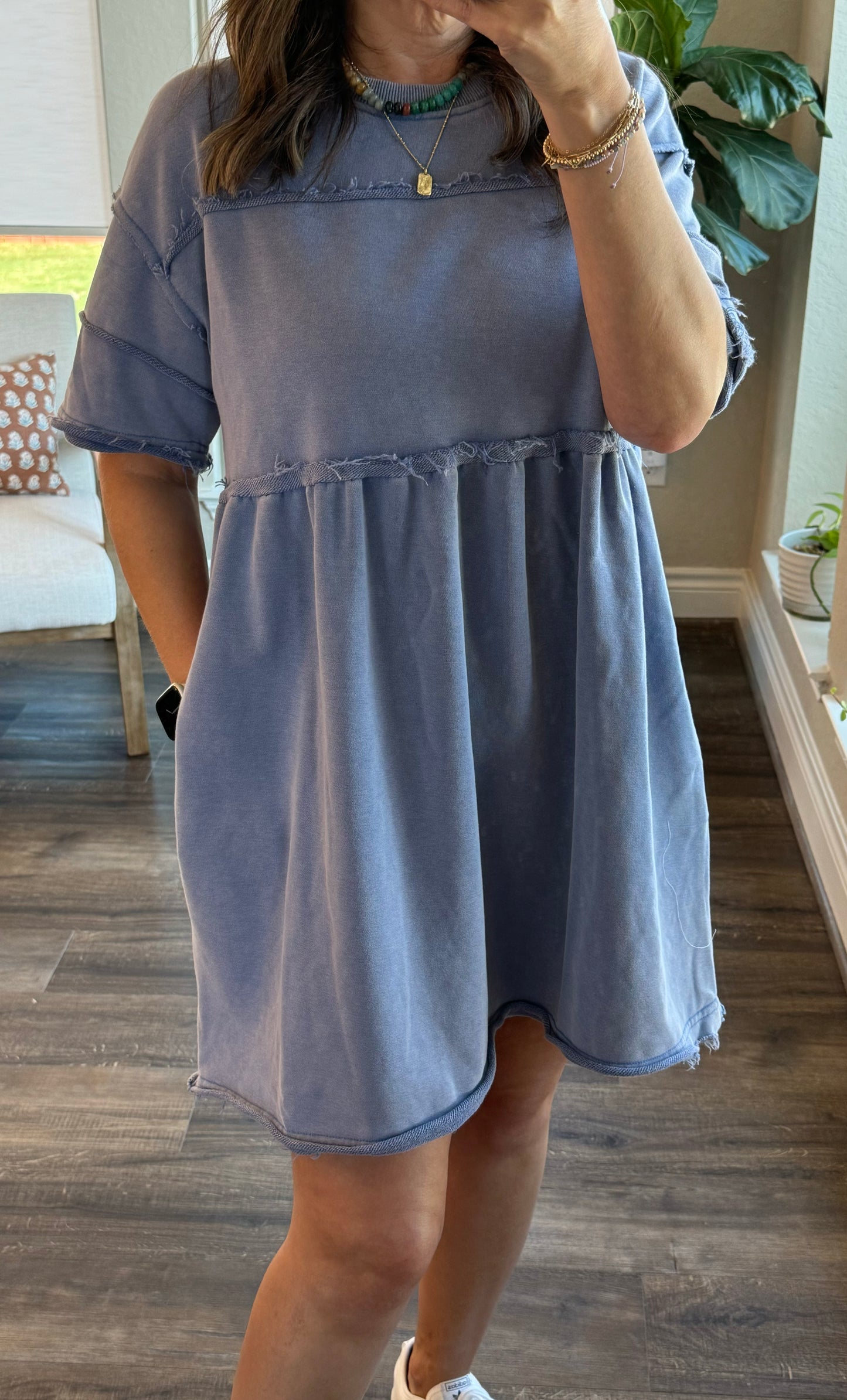 Emma Short Sleeve Dress/Washed Denim/FINAL SALE