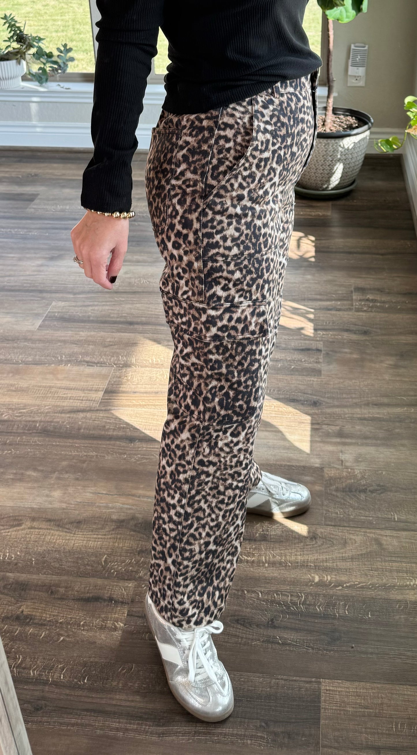 Rachel Leopard Cropped Cargo Pants