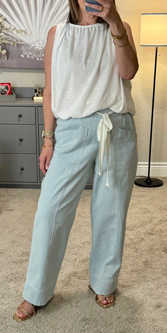 Dazed Striped Wide Leg Cropped Pants