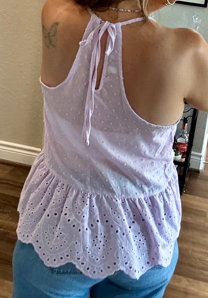 Harper Peplum Halter Top/Lavender/FINAL SALE