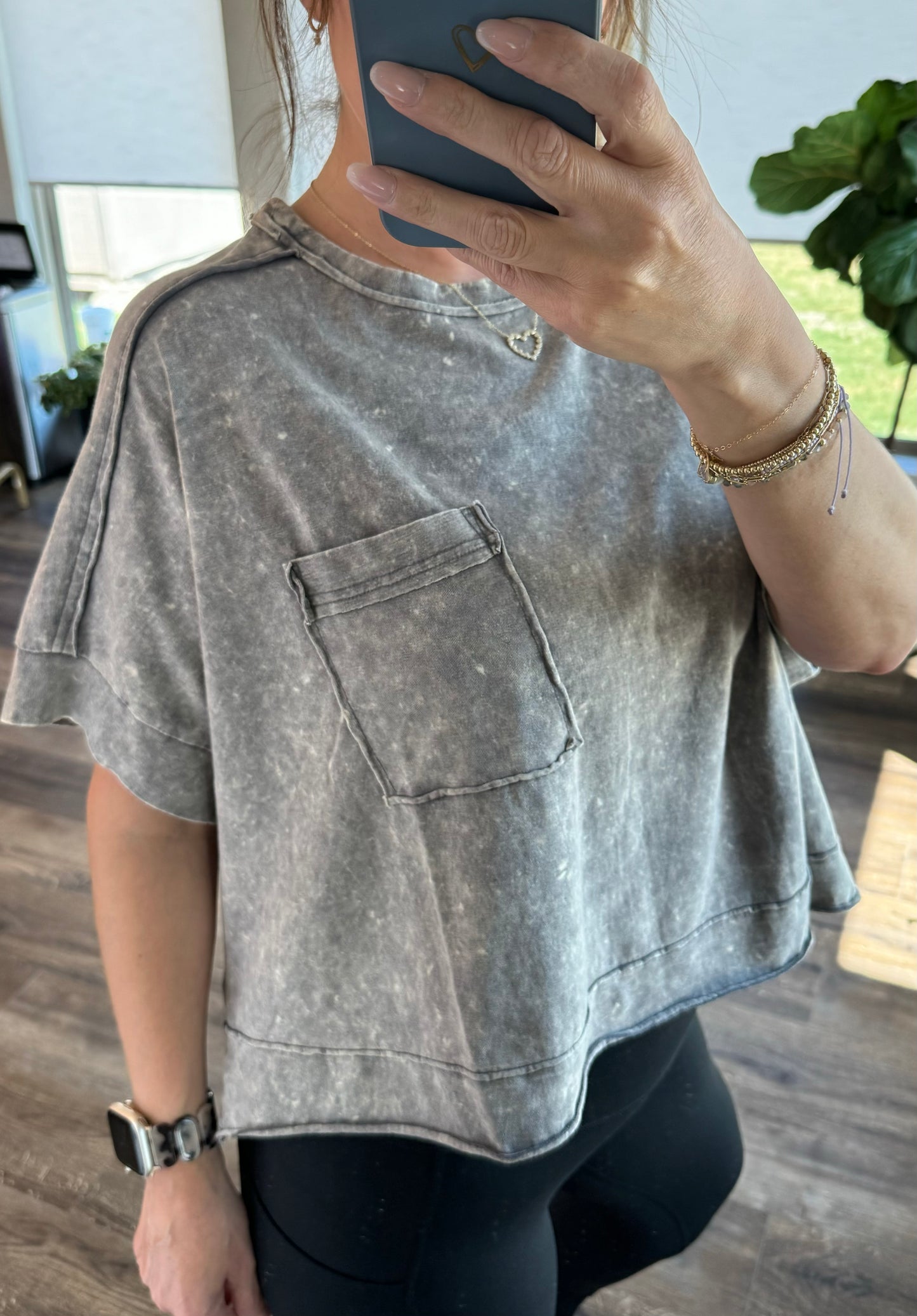 Bliss Oversized Washed Crop Tee/FINAL SALE