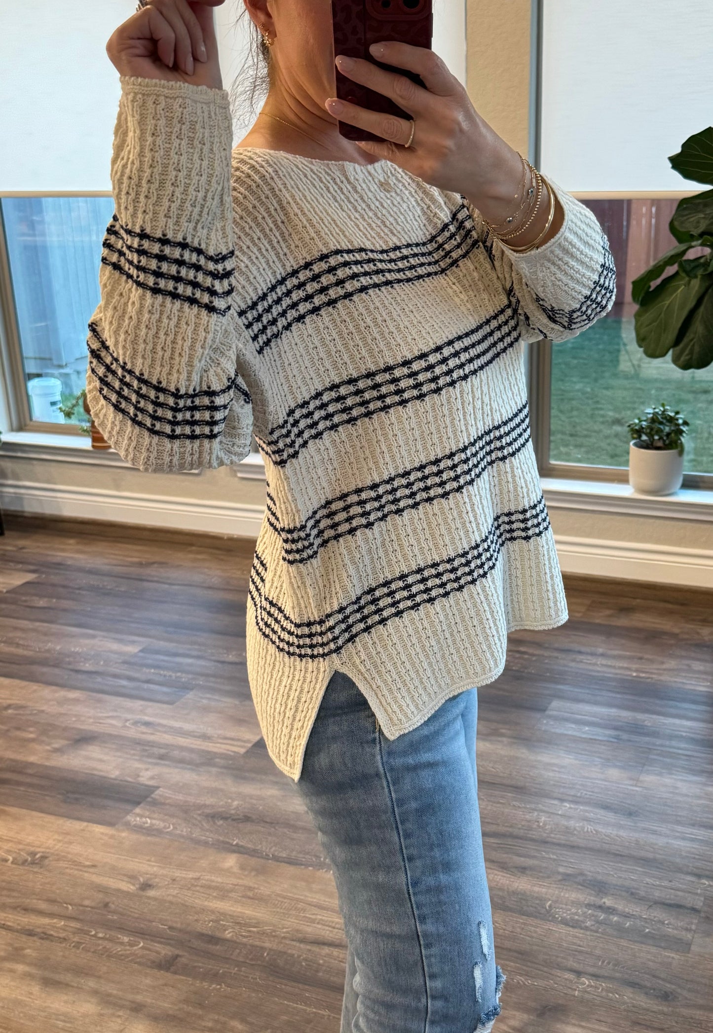 Jess Oversized Chunky Knit Striped Sweater