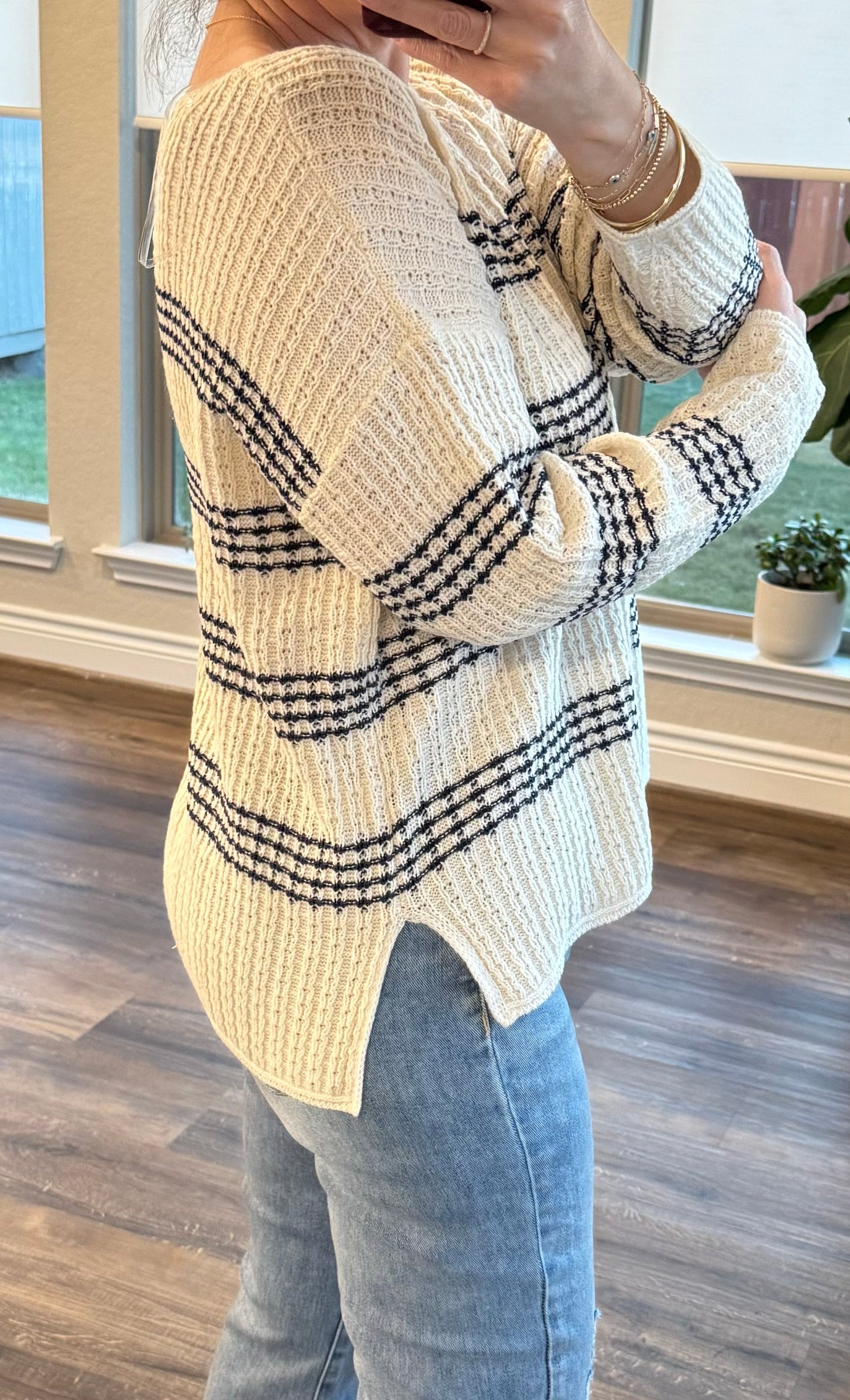 Jess Oversized Chunky Knit Striped Sweater