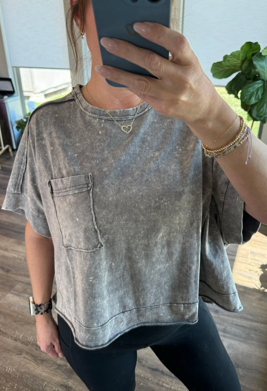 Bliss Oversized Washed Crop Tee/FINAL SALE