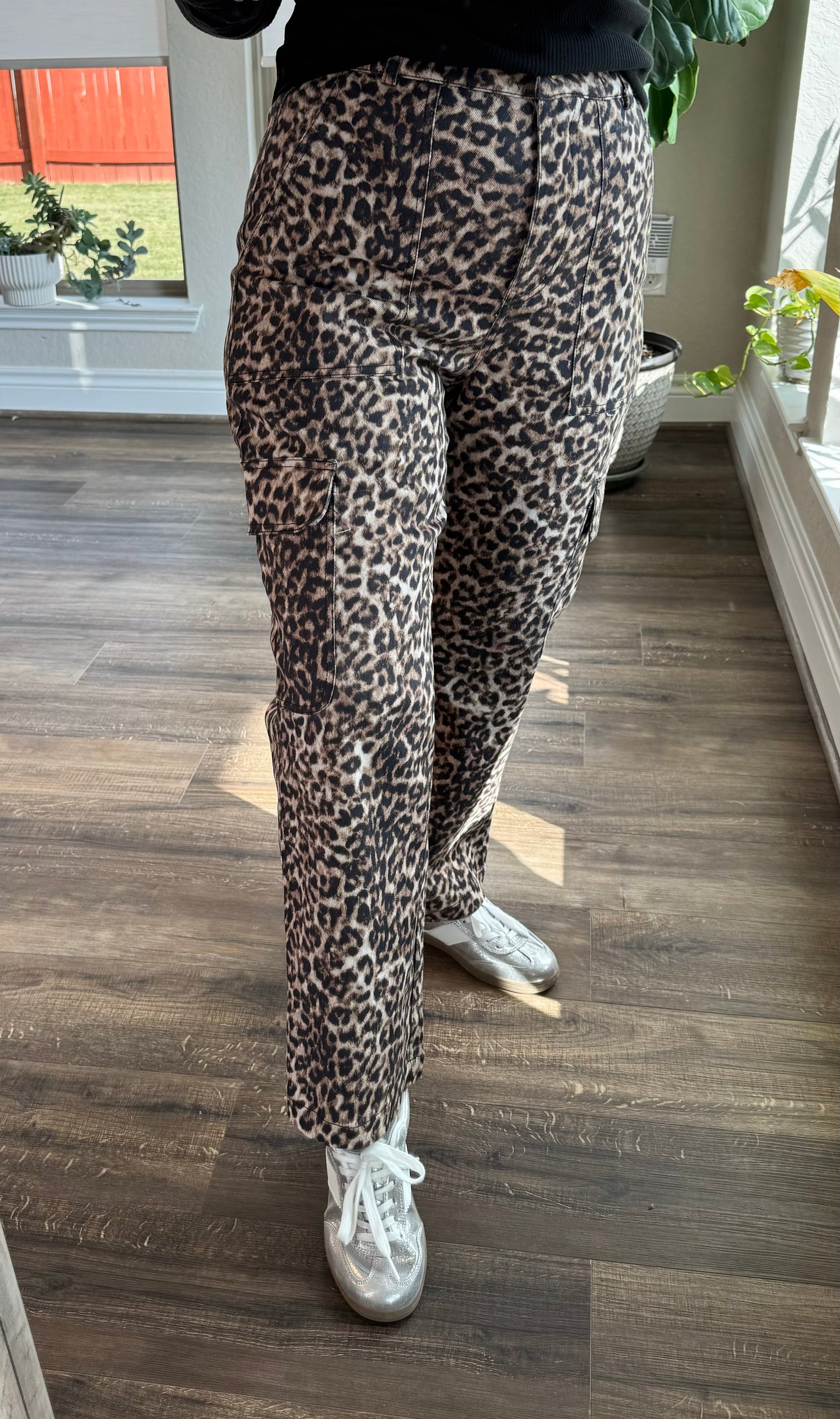 Rachel Leopard Cropped Cargo Pants