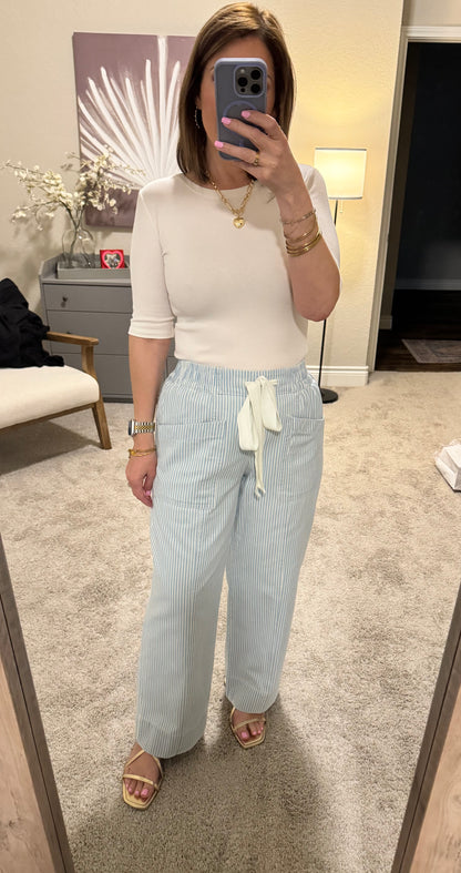 Dazed Striped Wide Leg Cropped Pants