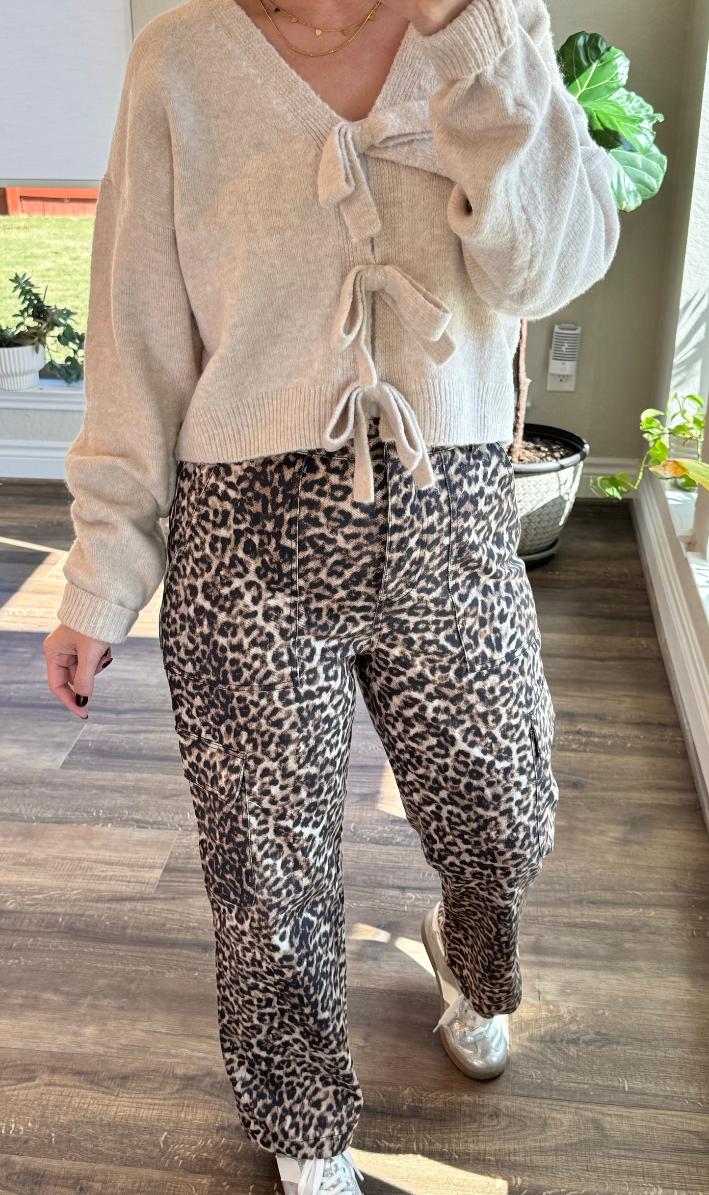 Rachel Leopard Cropped Cargo Pants