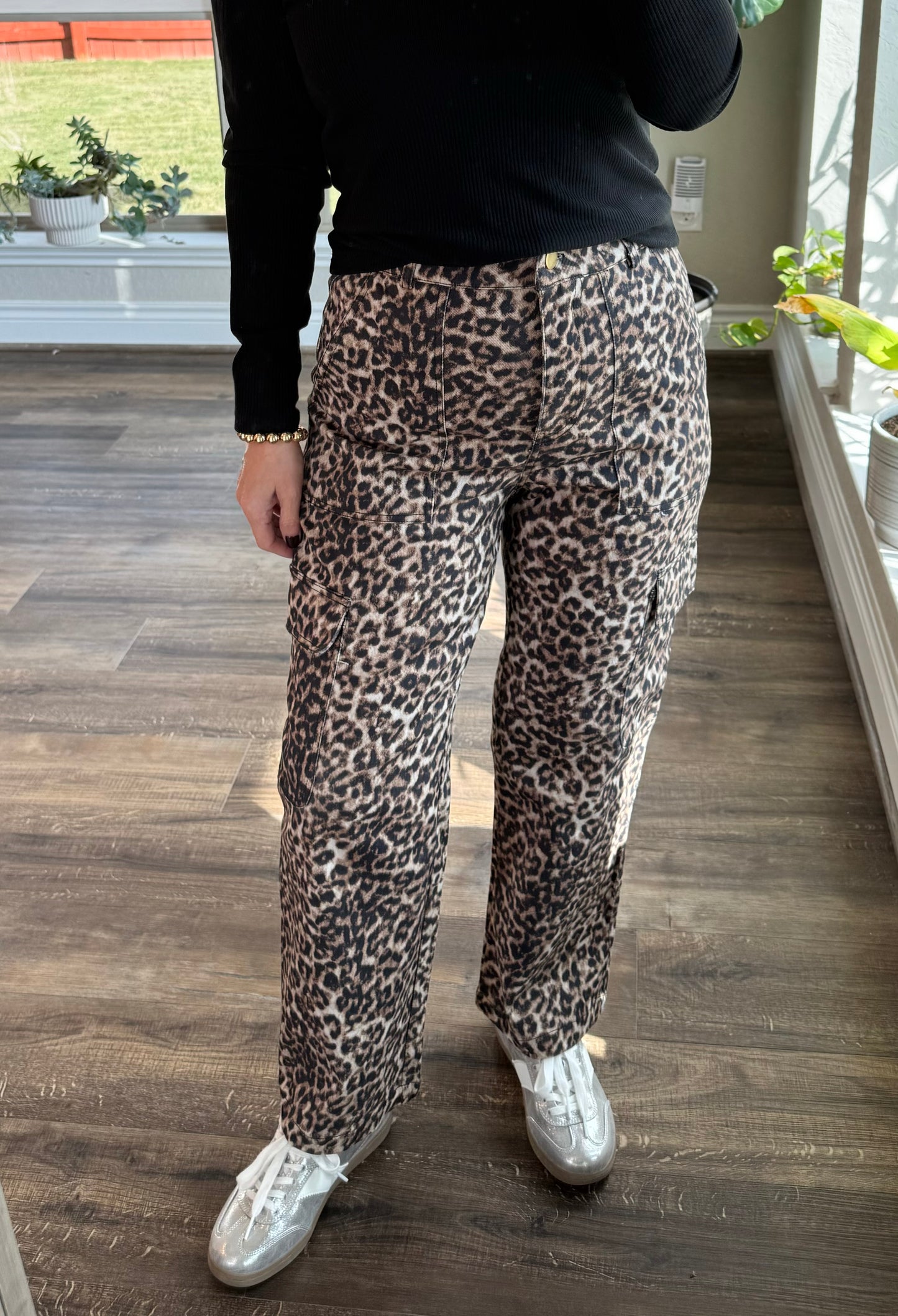 Rachel Leopard Cropped Cargo Pants