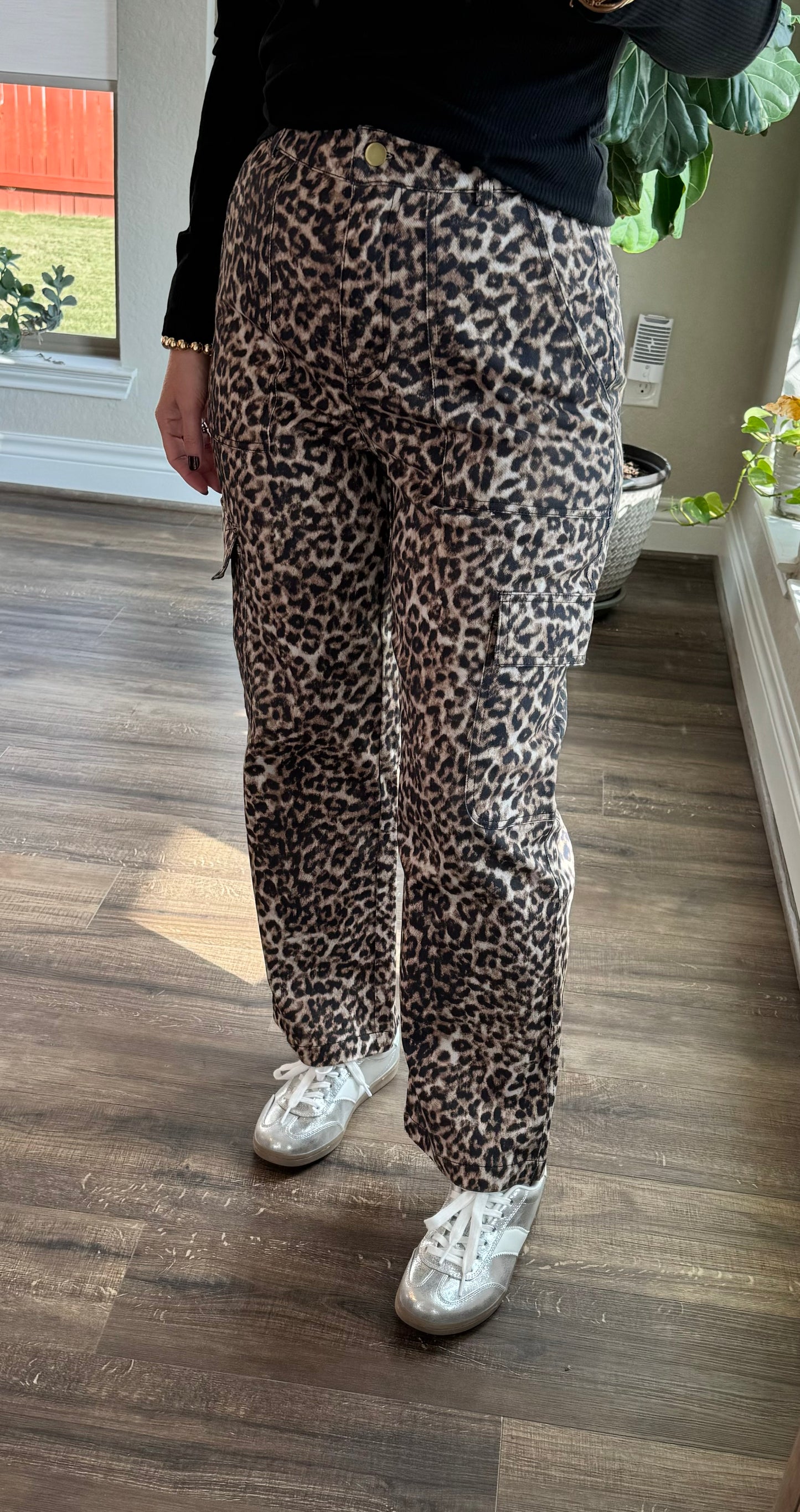 Rachel Leopard Cropped Cargo Pants