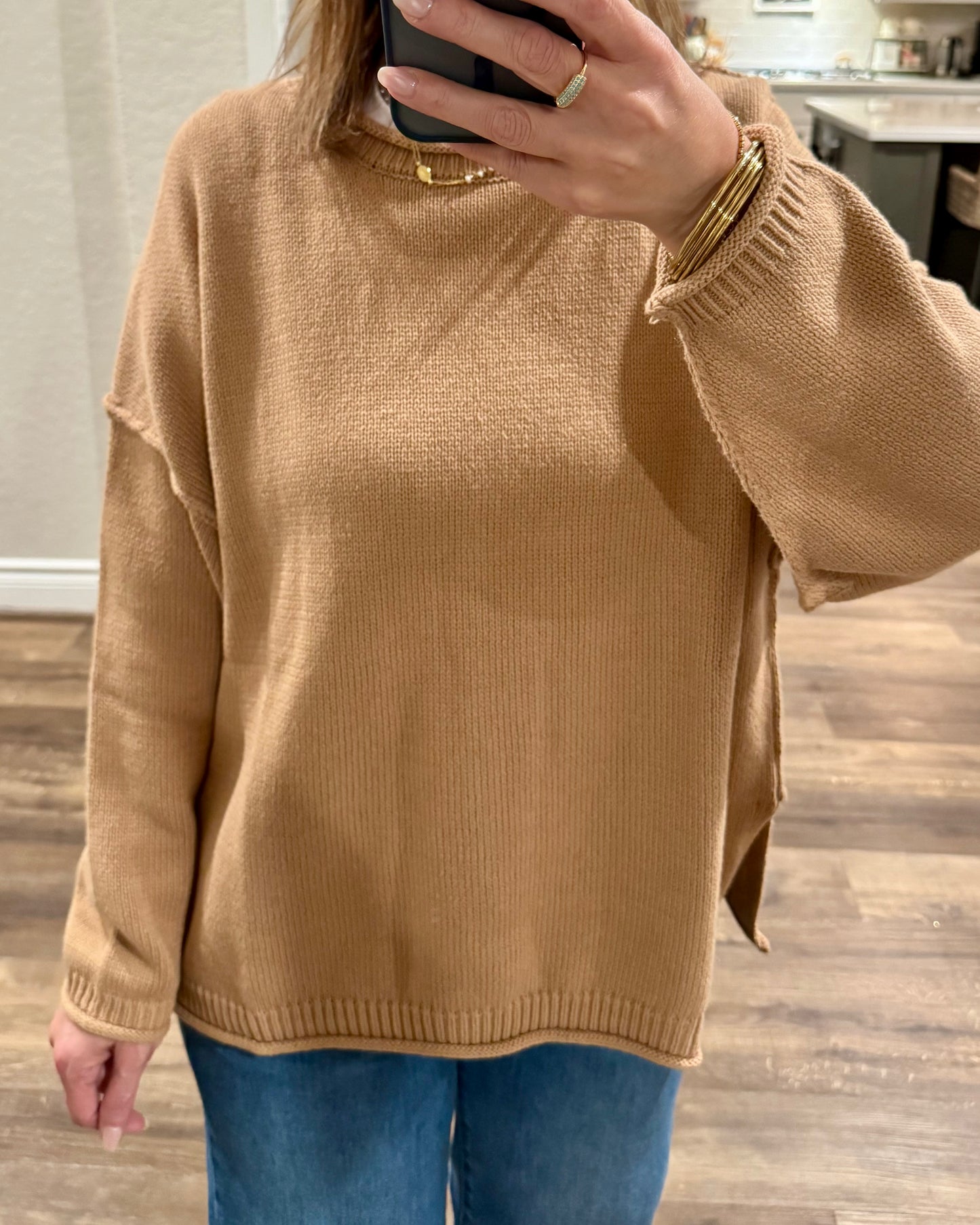 Stone Raw Edge Sweater