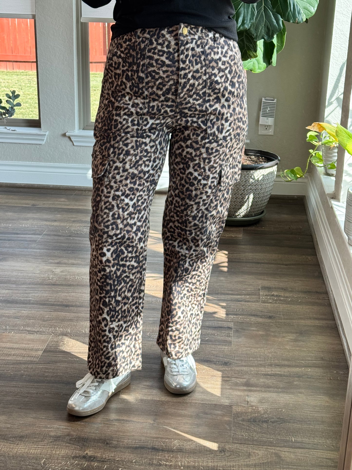 Rachel Leopard Cropped Cargo Pants