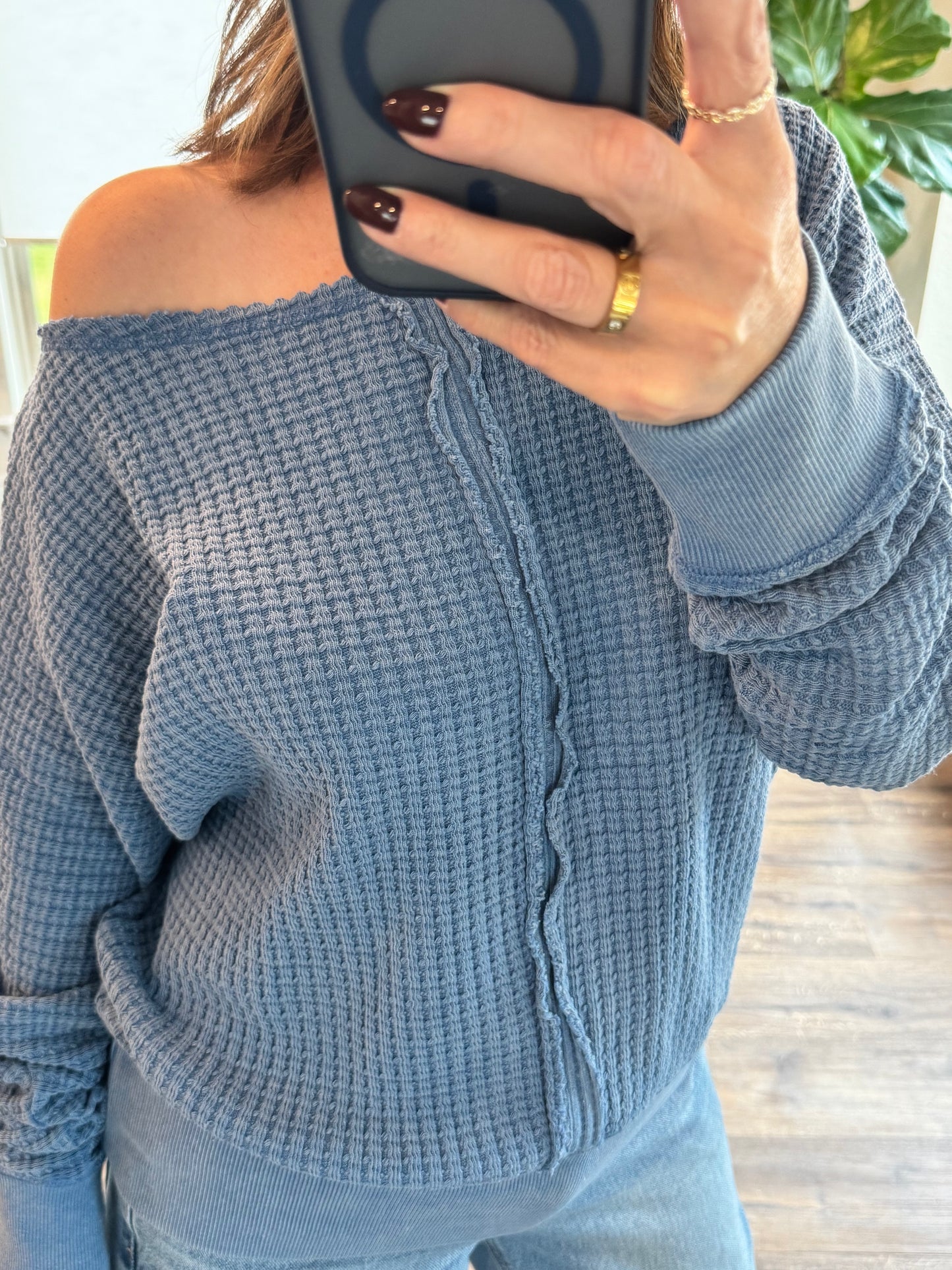Colette Waffle Boat Neck Sweater