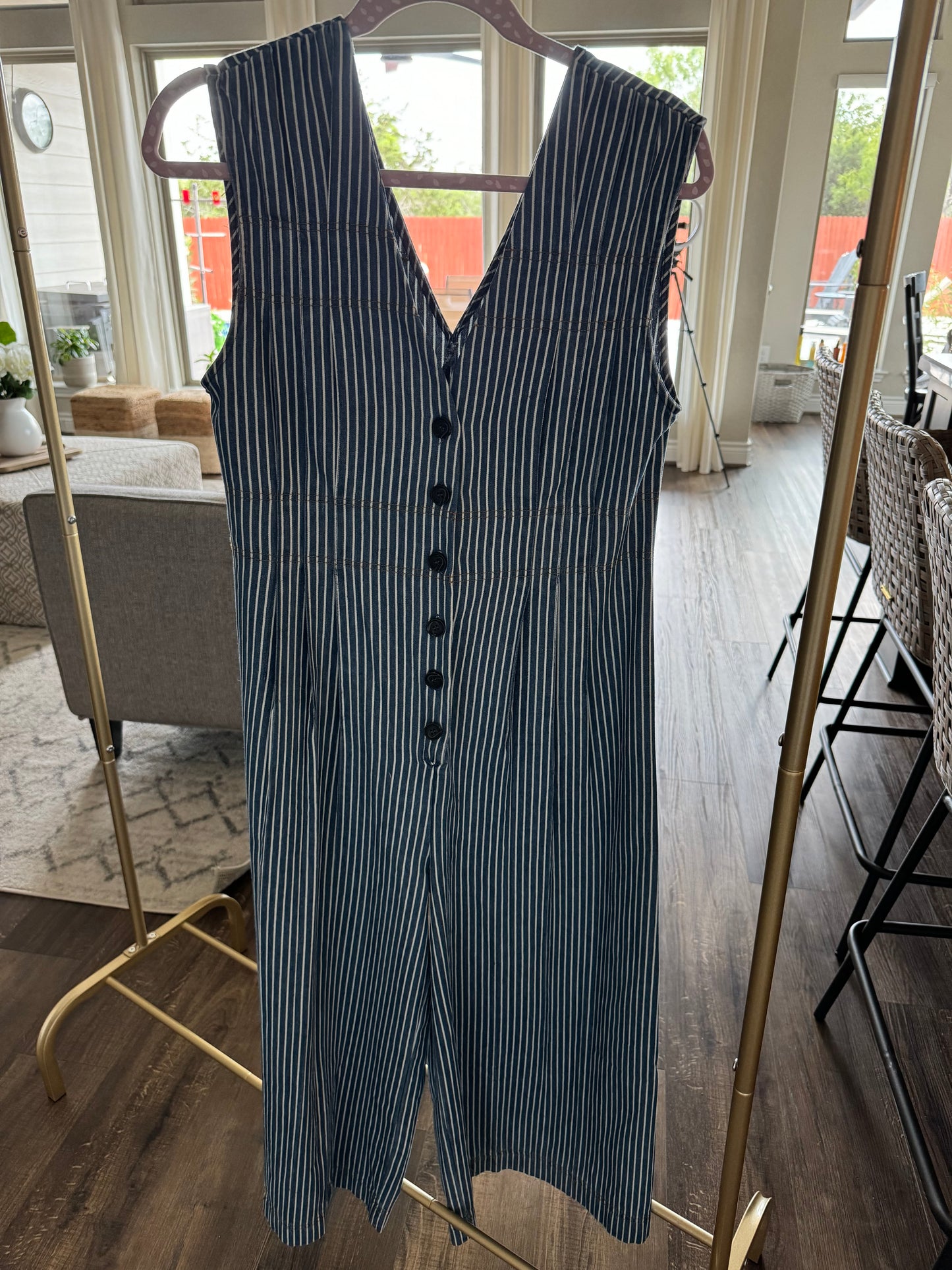 Harper Striped Maxi Jumpsuit/ Washed Denim/FINAL SALE