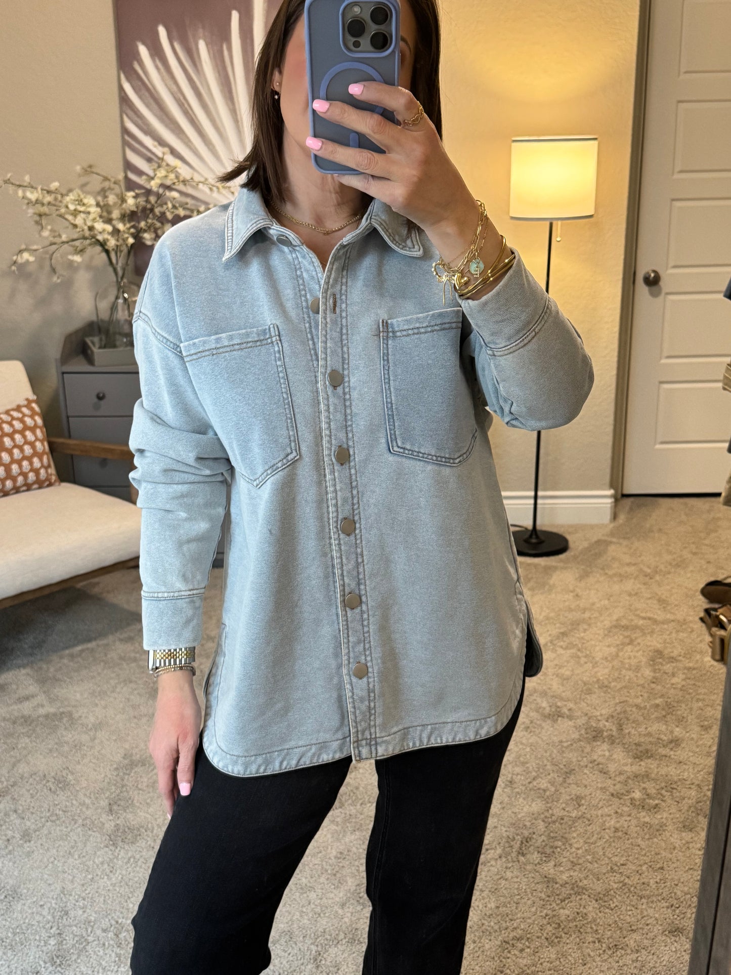 Micah French Terry Denim Shacket