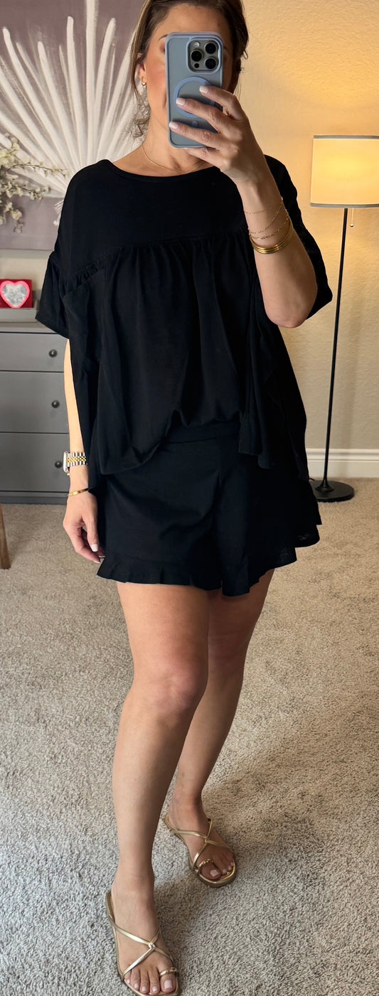 Sirena Slub Top and Flowy Shorts Set