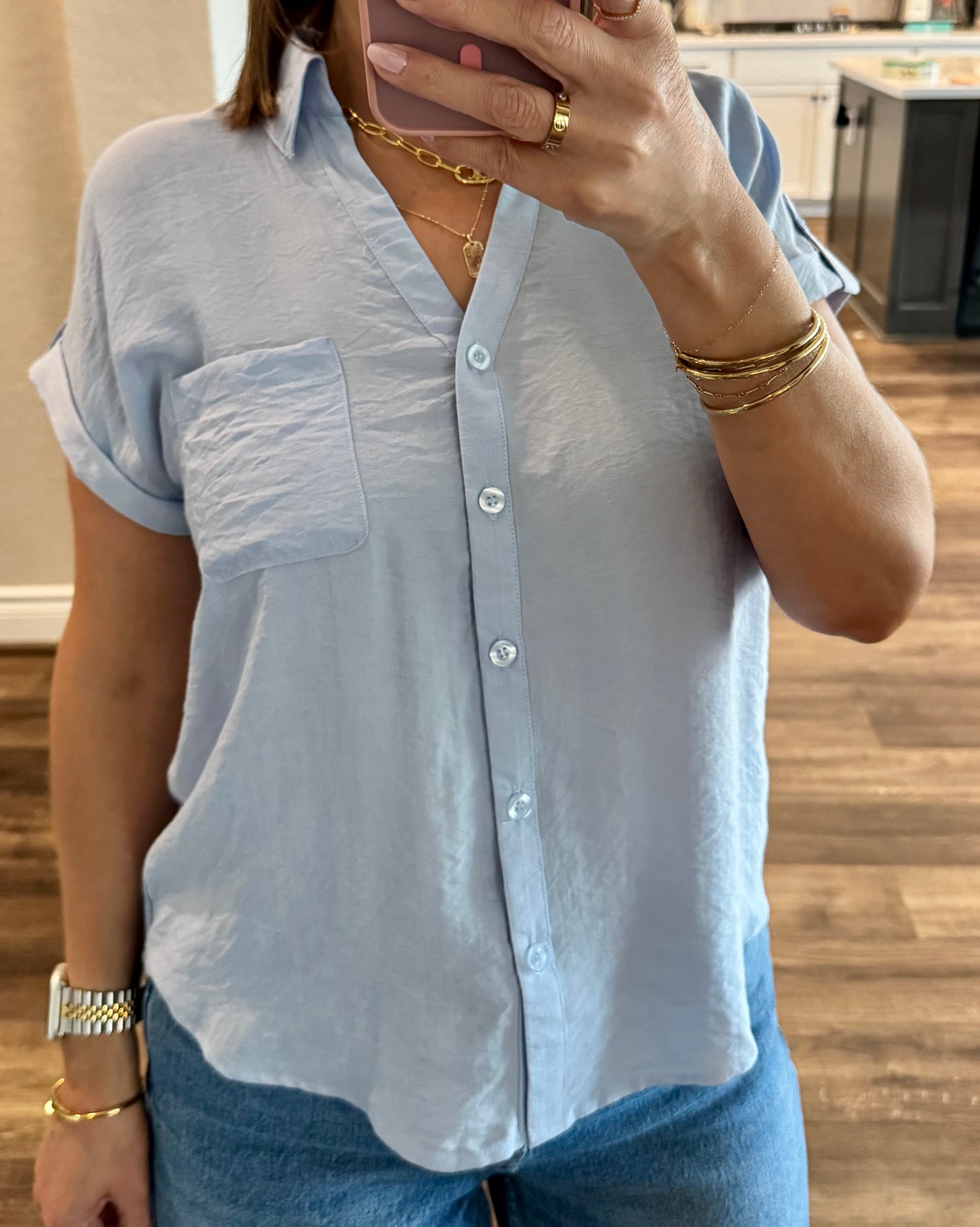 Beth Short Sleeve Button Down Shirt