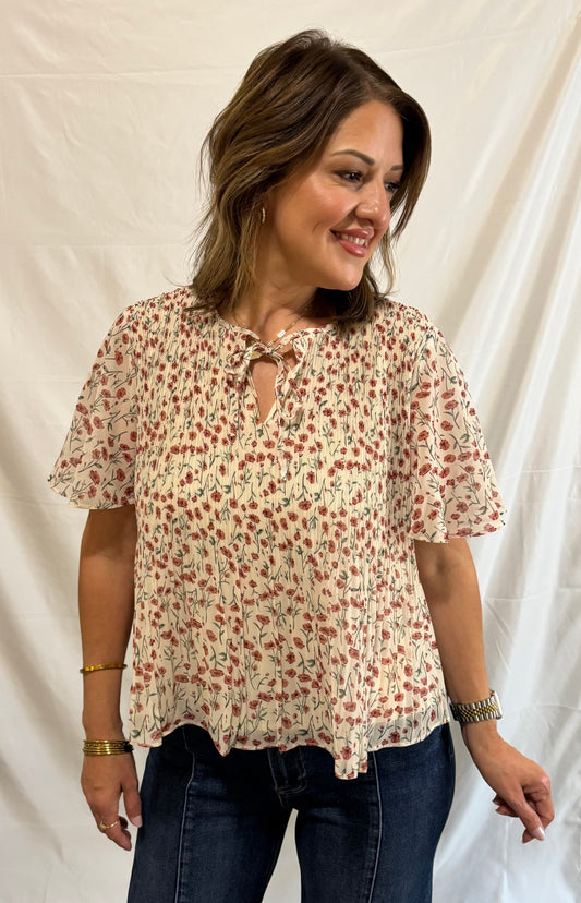 Rosie Floral Pleated Blouse