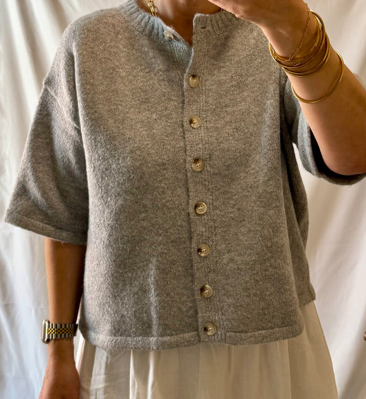 Ashlyn Brushed 1/2 Sleeve Button Sweater