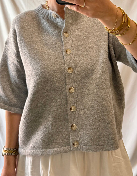Ashlyn Brushed 1/2 Sleeve Button Sweater