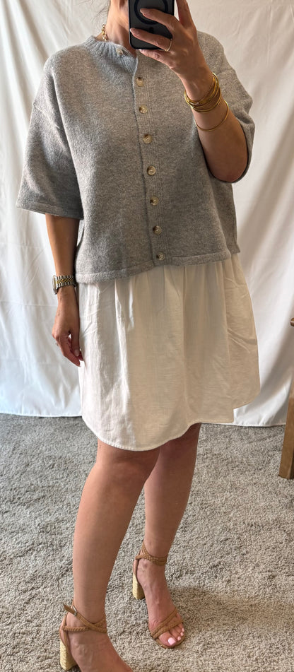 Ashlyn Brushed 1/2 Sleeve Button Sweater