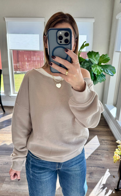 Nikki French Terry Off Shoulder Top