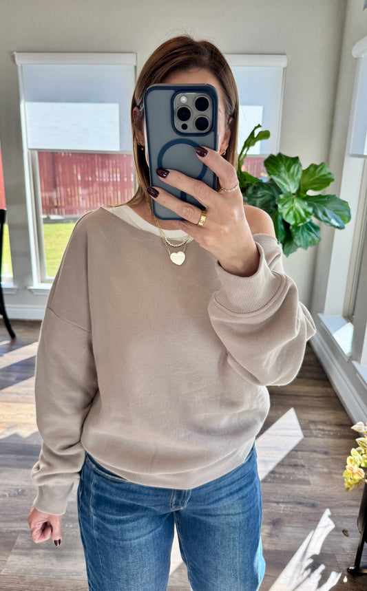 Nikki French Terry Off Shoulder Top