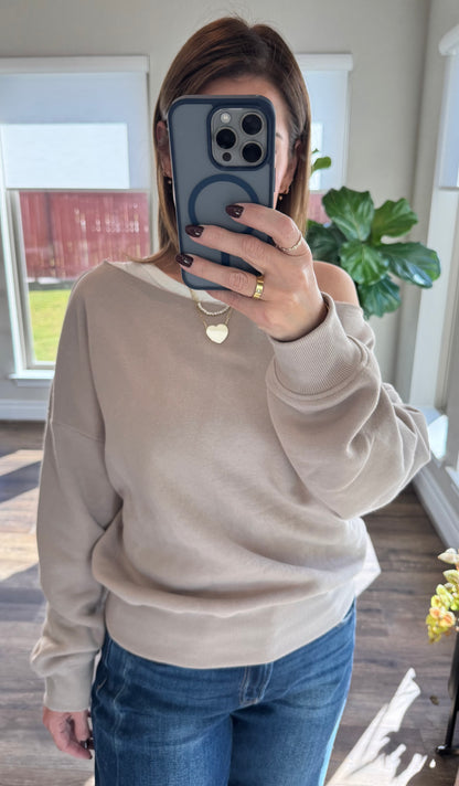 Nikki French Terry Off Shoulder Top