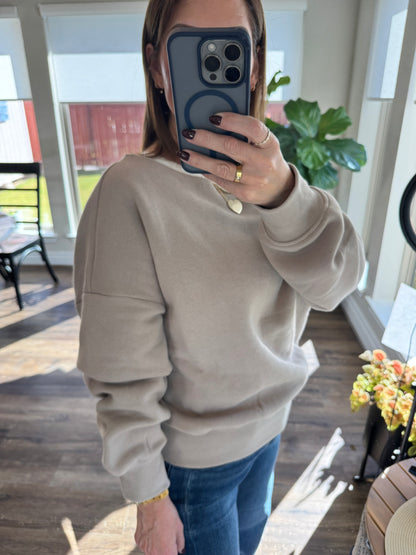 Nikki French Terry Off Shoulder Top