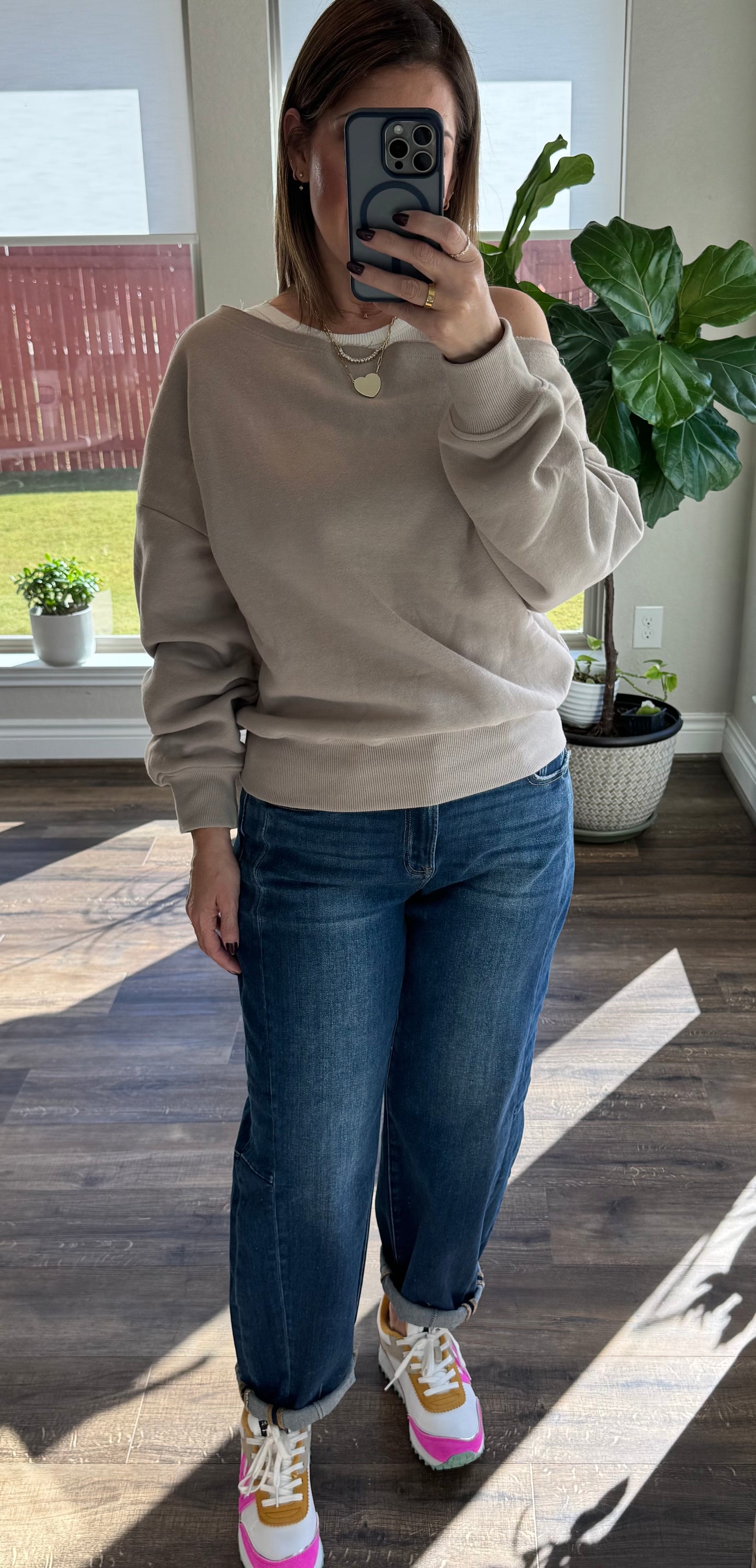 Nikki French Terry Off Shoulder Top