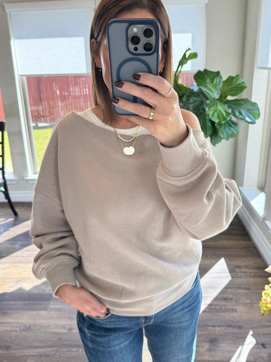Nikki French Terry Off Shoulder Top