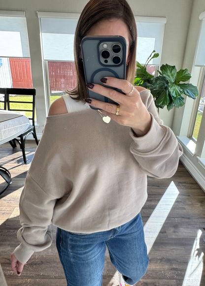 Nikki French Terry Off Shoulder Top