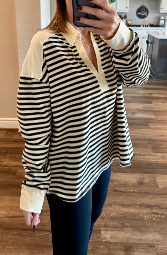 Uptown Collared Long Sleeve Top