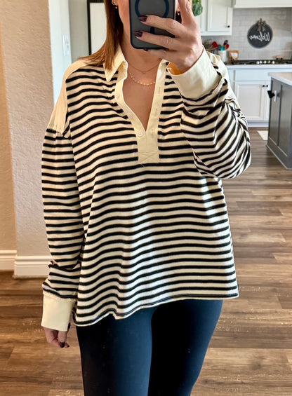 Uptown Collared Long Sleeve Top