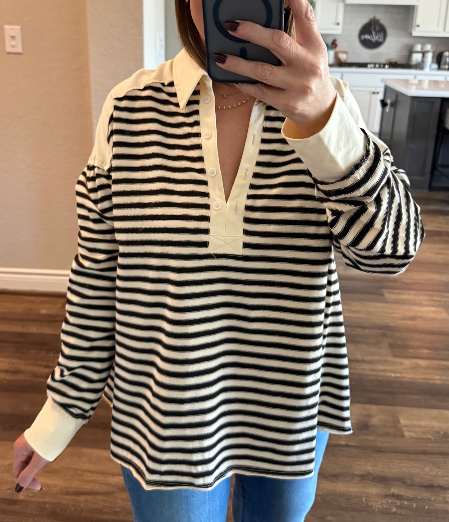 Uptown Collared Long Sleeve Top