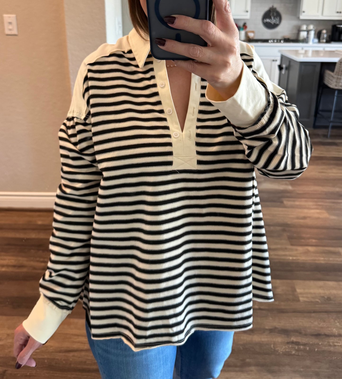 Uptown Collared Long Sleeve Top