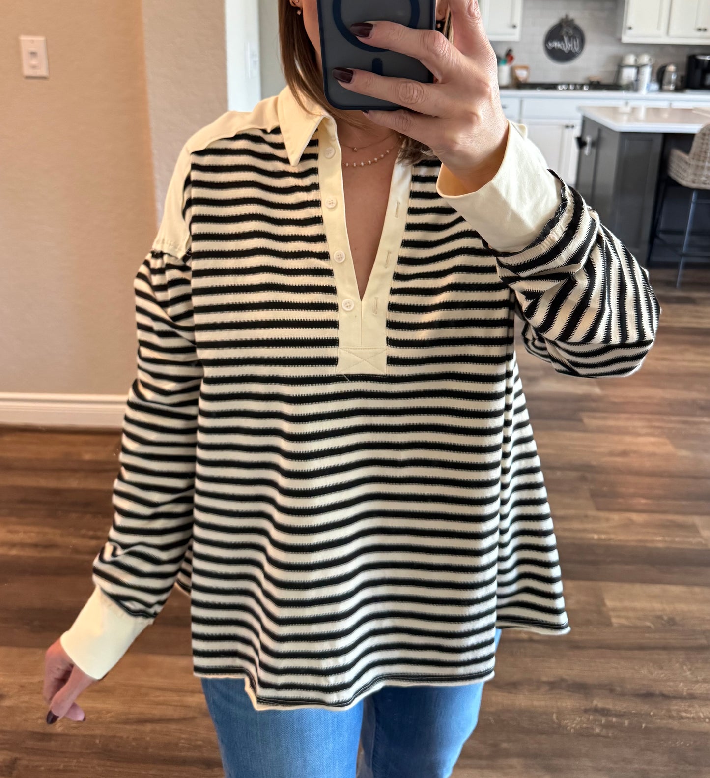 Uptown Collared Long Sleeve Top