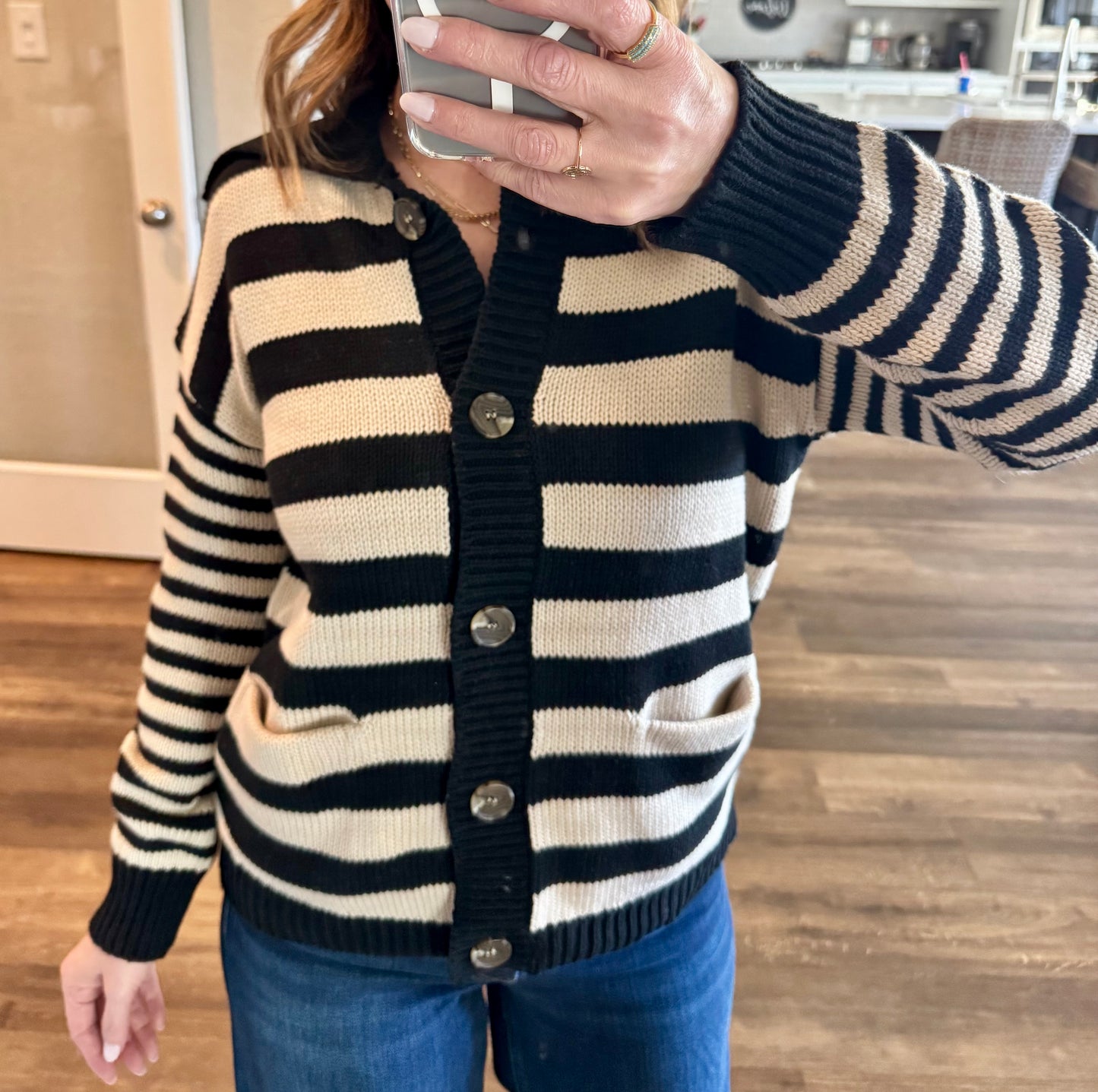 Midnight Striped Sailor Collar Cardigan
