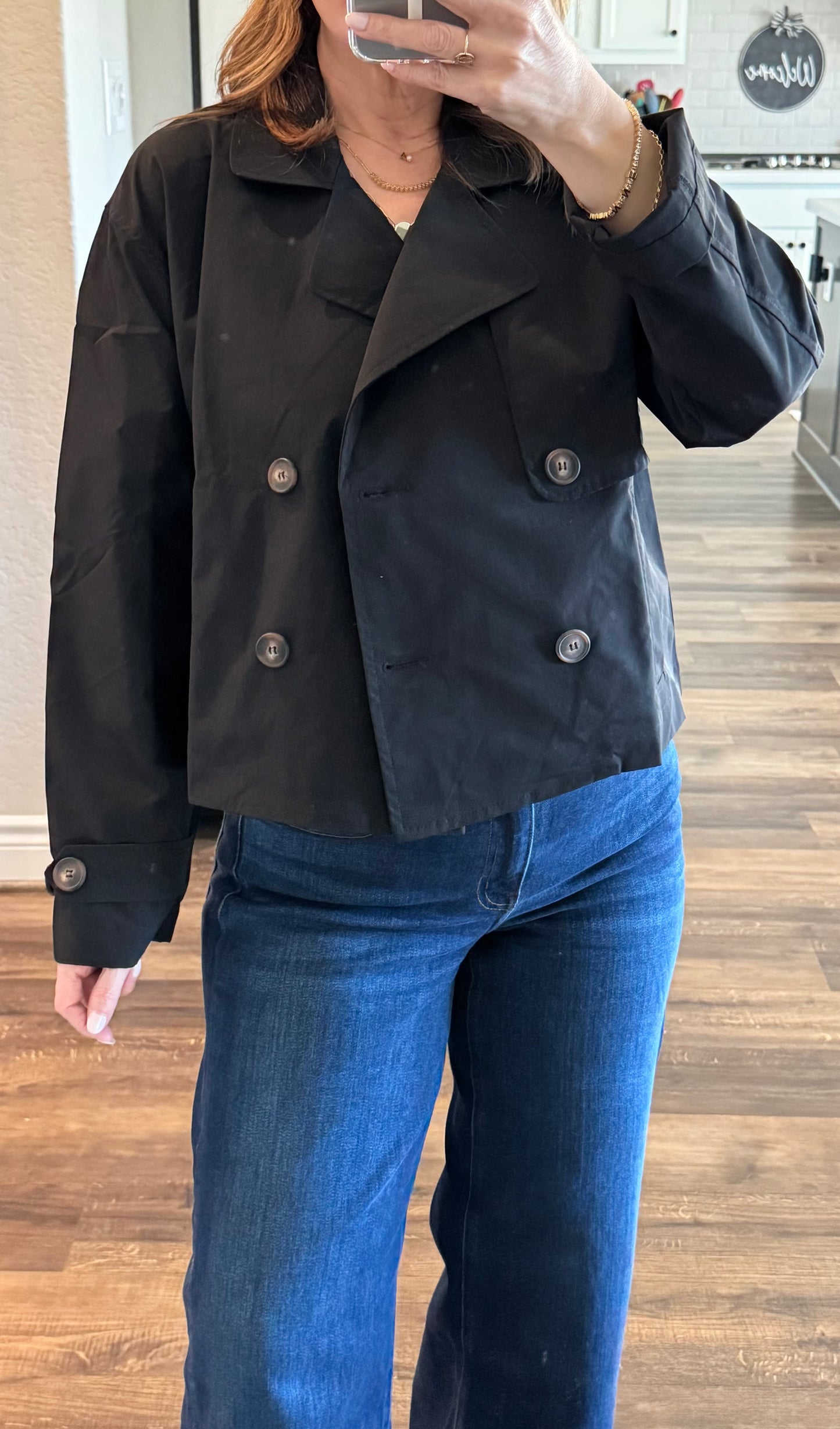 Rumi Double Breasted Short Trench Jacket