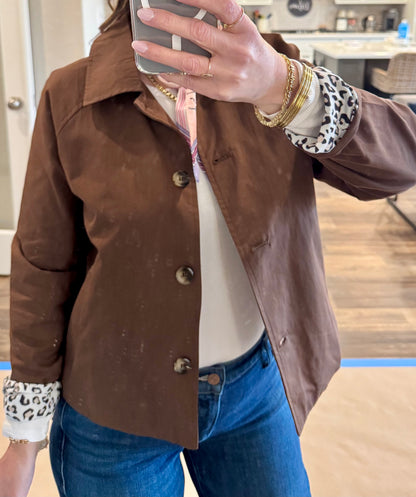 Zaney Collared Buttoned Leopard Lined Jacket