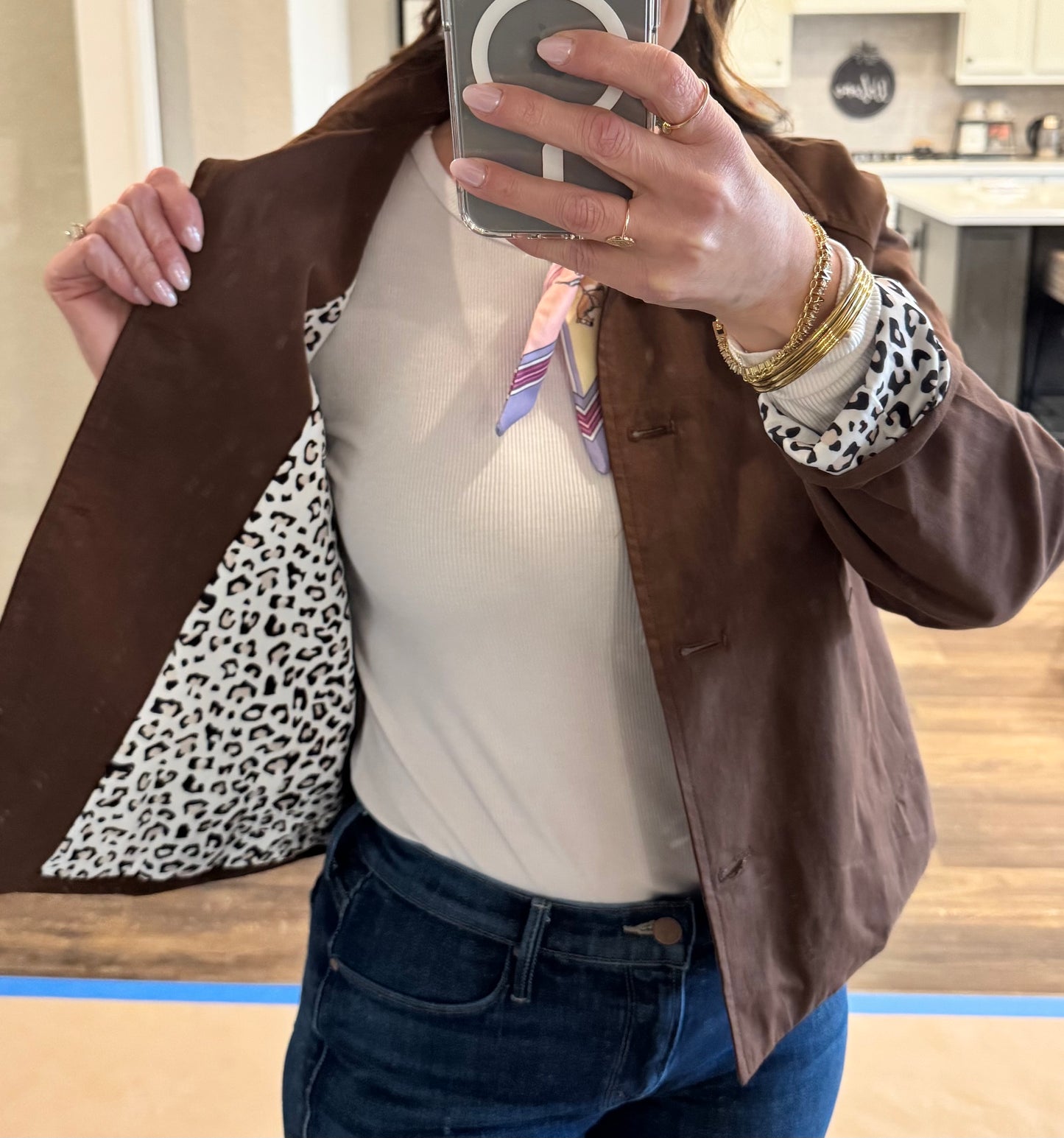 Zaney Collared Buttoned Leopard Lined Jacket