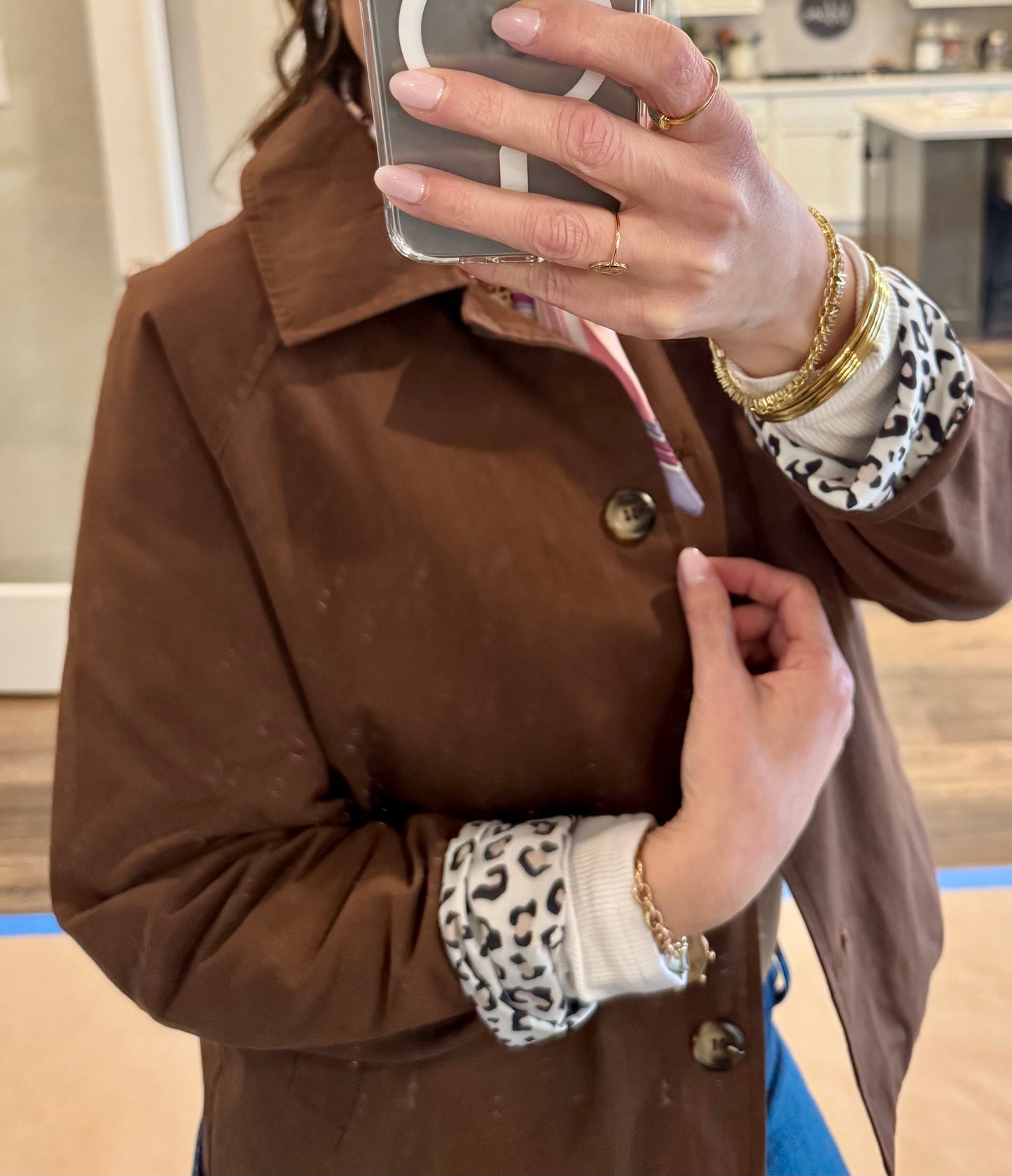 Zaney Collared Buttoned Leopard Lined Jacket