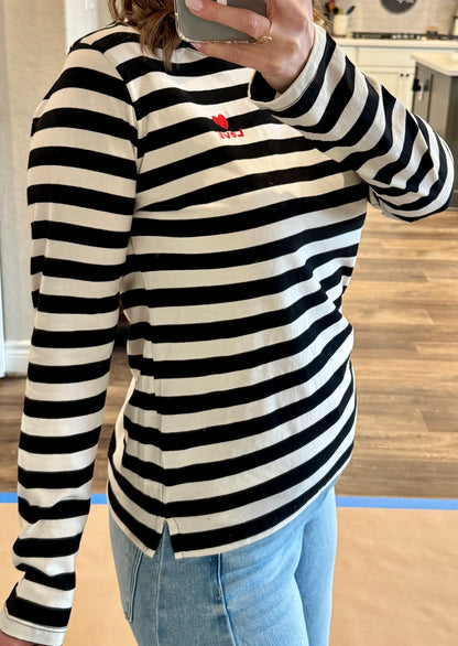Lovey Embroidery Stripe Top