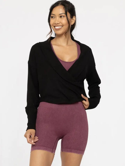 Juliette Ballet Ribbed Wrap Top