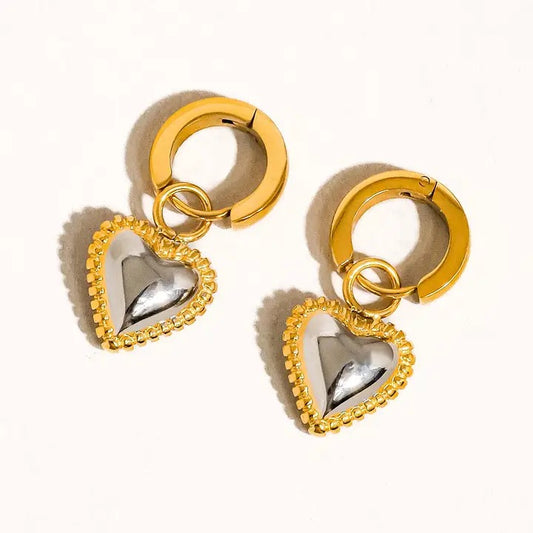 Savon Two Tone Classic Heart Earring