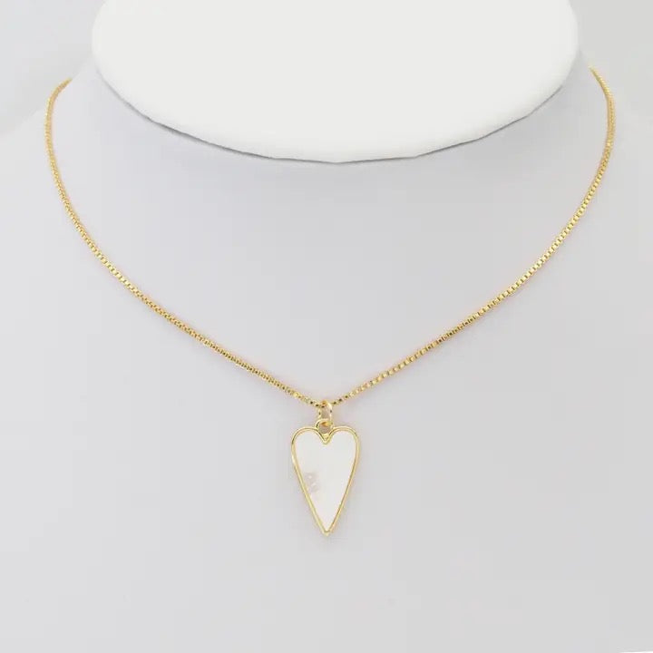 Gold Mother of Pearl Heart Charm