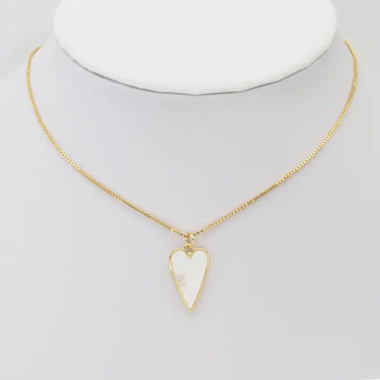 Gold Mother of Pearl Heart Charm