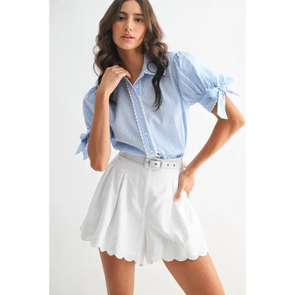 Vallow Blue Stripe Blouse