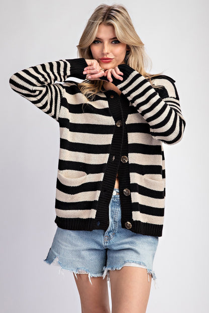 Midnight Striped Sailor Collar Cardigan