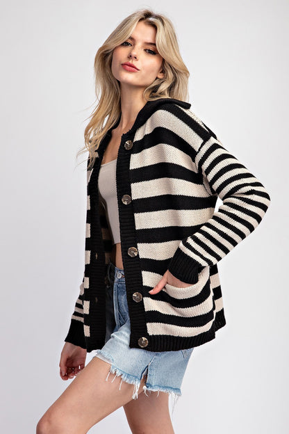 Midnight Striped Sailor Collar Cardigan