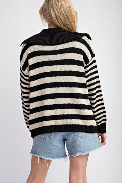 Midnight Striped Sailor Collar Cardigan